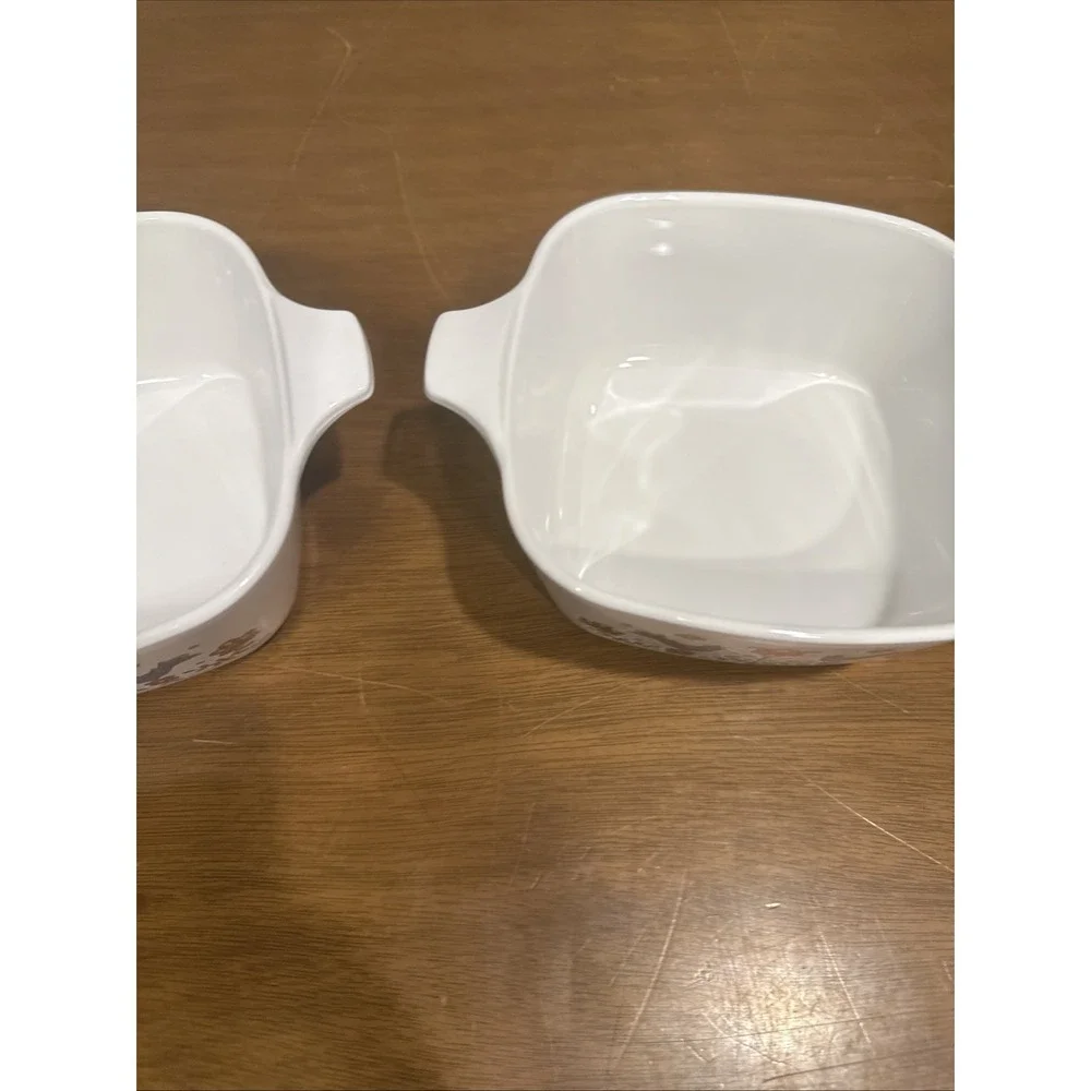 Lot 2 Corning Ware 2 3/4 Cup Dish Country Festival Bluebird P-43-B Vintage 1975